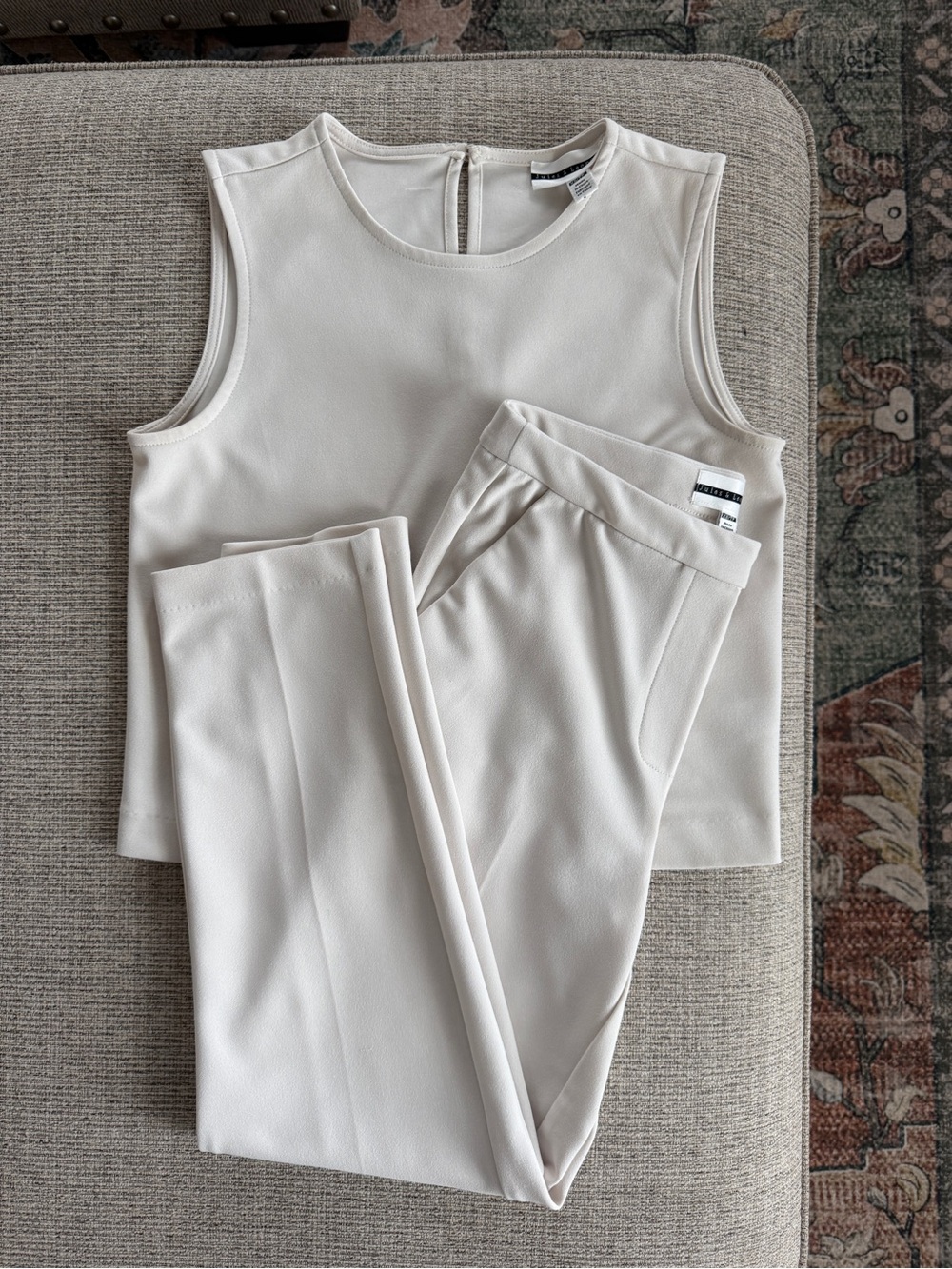 Jules & Leopold Cream Two Piece Pants Set Sleeveless Top Trousers XS